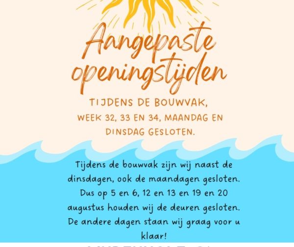 Aangepaste openingstijden
